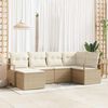vidaXL Sofa S&aelig;t med pude 6 pcs Beige polyrattan