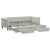 vidaXL daybed med udtr&aelig;k og skuffer 80x200 cm velour lysegr&aring;