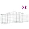 vidaXL buede gabionkurve 8 stk. 200x50x60/80 cm galvaniseret jern