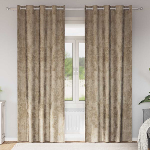vidaXL Velour Gardiner 2 pcs champagnefarvet 225 x 140 cm Fl&oslash;jl