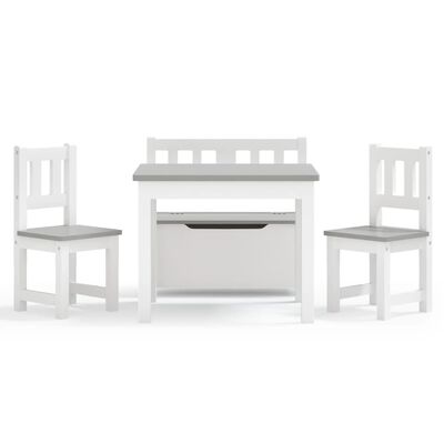 vidaXL bord- og stolesæt til børn 4 dele MDF hvid og grå