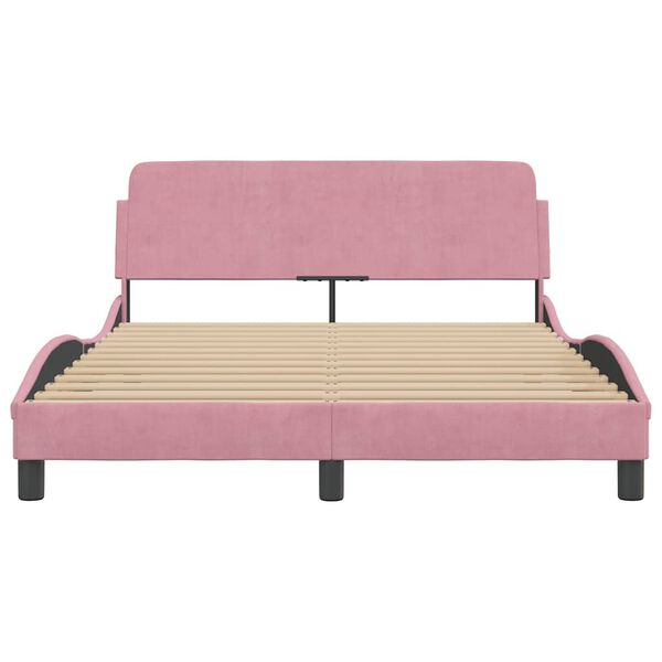 vidaXL sengeramme med sengegavl Dover Pink 140x200 cm Velour