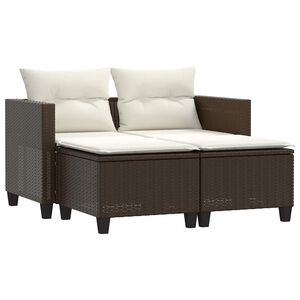 vidaXL 2-personers havesofa med skamler polyrattan brun