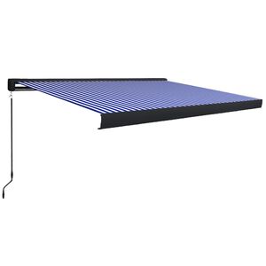 vidaXL Manuel Markise 4 x 3 m Bl&aring; og Hvid Stribet 100% polyester