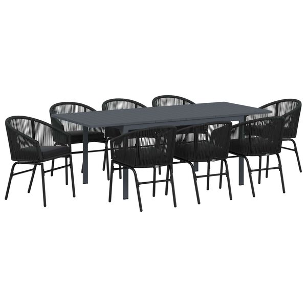 vidaXL Have Spisebordss&aelig;t 9 pcs Sort polyrattan