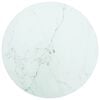 vidaXL bordplade &Oslash;30x0,8 cm h&aelig;rdet glas med marmordesign hvid