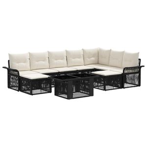 vidaXL Havesofa S&aelig;t 10 stk. Sort og Cremehvid polyrattan