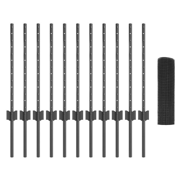 vidaXL Hegn med post Gr&aring; 0,5 x 25 m St&aring;l
