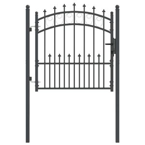 vidaXL Hegnsportal med pigge EMMEN 100 x 100 cm Pulverlakeret St&aring;l Gr&aring;