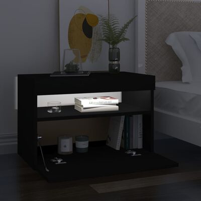 vidaXL tv-bord med LED-lys 60x35x40 cm sort