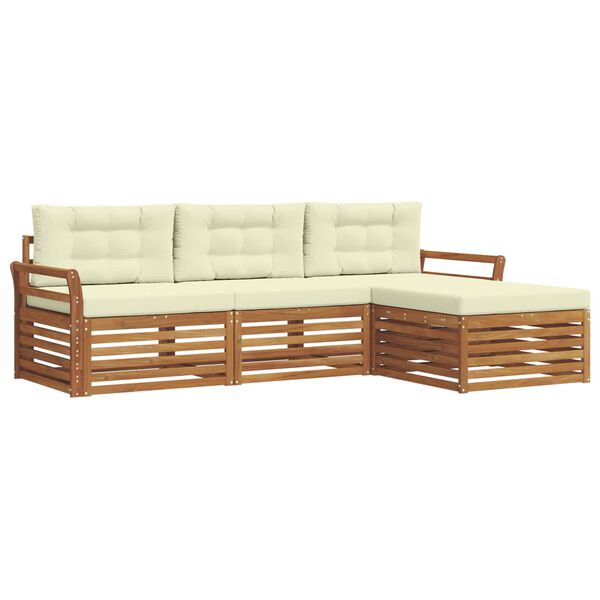 vidaXL Udend&oslash;rs sofagruppe med pude 4 pcs Naturlig og Fl&oslash;de