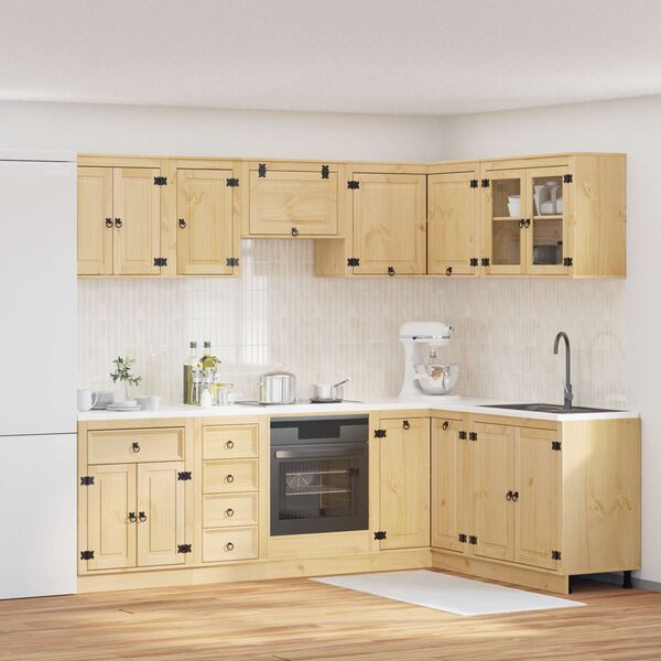 vidaXL Kabinet med skuffe SKI 10 pcs HonningBrun Massiv fyrretr&aelig;