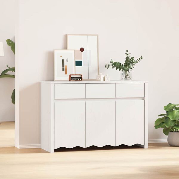 vidaXL Sideboard Drammen Hvid 114 x 43 x 75.5 cm Massivt fyrretræ