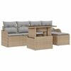 vidaXL Udend&oslash;rs siddes&aelig;t 6 stk. Beige Poly rattan