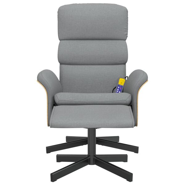 vidaXL massagestol med fodskammel stof lysegr&aring;