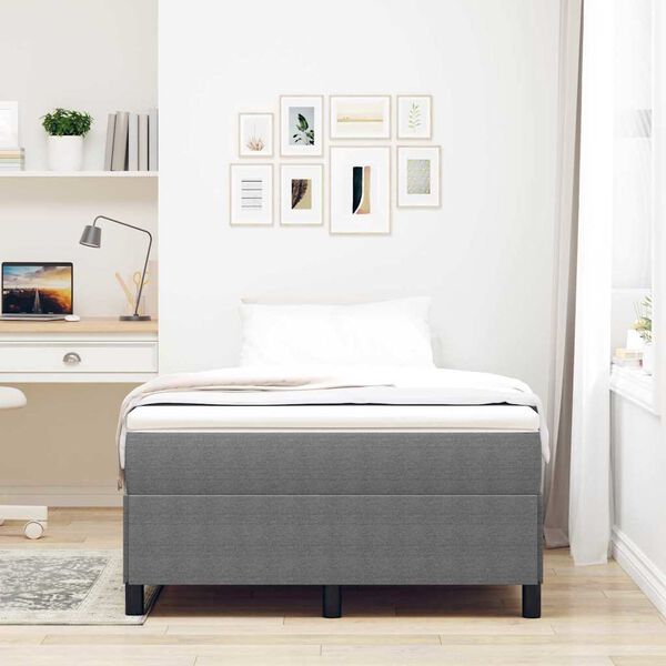 vidaXL Box spring seng Lysegr&aring; 120 x 190 cm Fl&oslash;jl