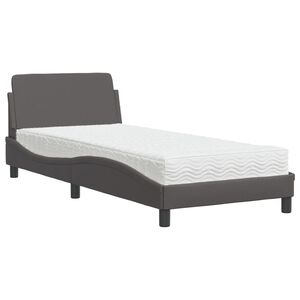 vidaXL seng med madras Dover 90x190 cm kunstl&aelig;der gr&aring;