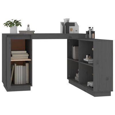 vidaXL skrivebord 110x50x75 cm massivt fyrretræ grå