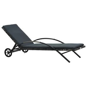 vidaXL Solseng med hynde og hjul i polyrattan antracitgr&aring;