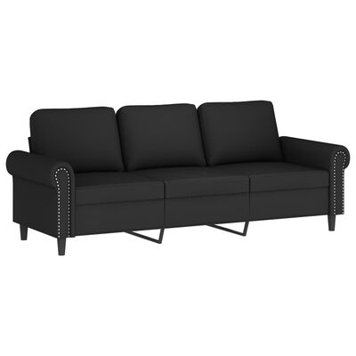 vidaXL 3-personers sofa med fodskammel 180 cm velour sort