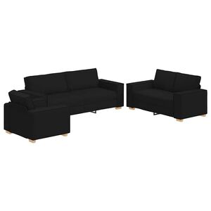 vidaXL Sofa 3 stk. Sort Linned-blandet stof