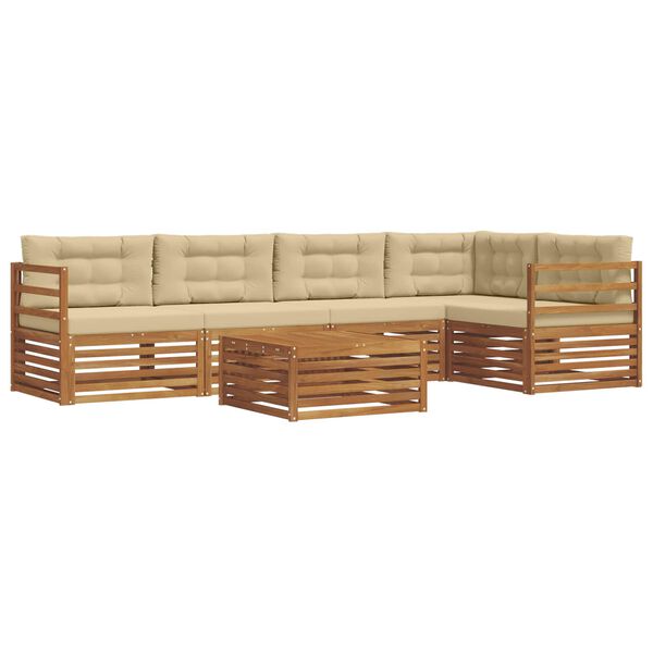 vidaXL Udend&oslash;rs sofagruppe med pude 6 pcs Naturlig og Beige