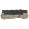 vidaXL sofas&aelig;t 5 dele med hynder polyrattan lysegr&aring;