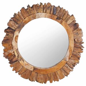 vidaXL v&aelig;gspejl 60 cm teak rund