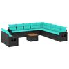 vidaXL 12-delt havesofas&aelig;t med hynder sort polyrattan