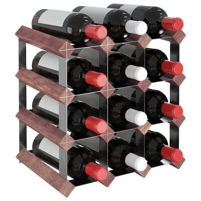 vidaXL vinreol til 12 flasker massivt fyrretræ brun