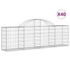 vidaXL buede gabionkurve 40 stk. 200x30x60/80 cm galvaniseret jern