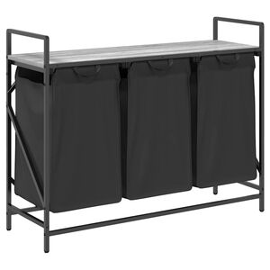 vidaXL vasketøjskurv 3 rum med hylde grå sonoma-eg