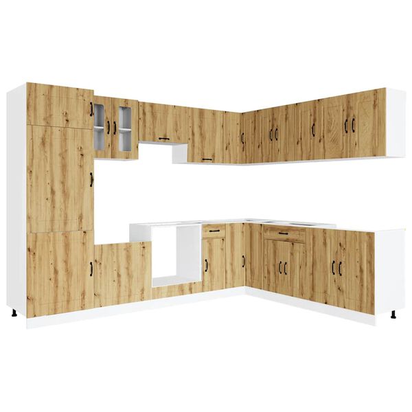 vidaXL k&oslash;kkenskabss&aelig;t Kalmar 14 dele konstrueret tr&aelig; kunsteg