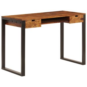 vidaXL skrivebord massivt akacietr&aelig; og st&aring;l 110 x 55 x 78 cm