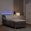vidaXL LED Box Spring Bed med madras med LED Gr&aring;brun 80 x 200 cm Stof