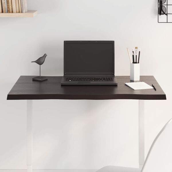 vidaXL bordplade 80x40x2 cm naturlig kant behandlet egetr&aelig; m&oslash;rkebrun