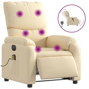 vidaXL eldrevet massagestol stof cremefarvet