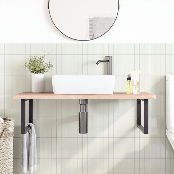 vidaXL badev&aelig;relseshylde st&aring;l og massivt egetr&aelig;