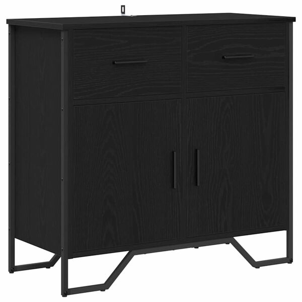 vidaXL Sideboard med skuffe Sort eg 79,5 x 35,5 x 74,5 cm