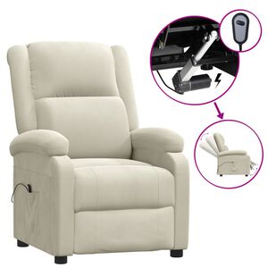 vidaXL eldrevet l&aelig;nestol velour cremefarvet