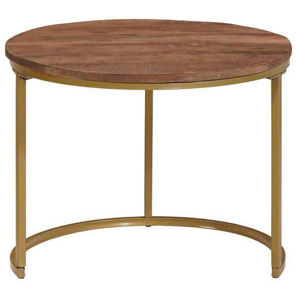 vidaXL Nesting Kaffeborde 2 pcs M&oslash;rk Brun Massivt mangotr&aelig; og st&aring;l