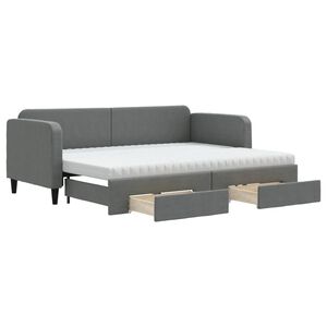 vidaXL daybed med udtr&aelig;k og skuffer 80x200 cm stof m&oslash;rkegr&aring;