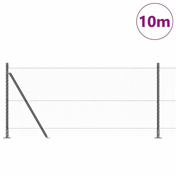 vidaXL Hegnspæl Grå 10 x 0,8 m (25 mm net) Stål og PVC