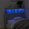 vidaXL sengegavl med opbevaring og LED-lys 120x17x102 cm betongrå
