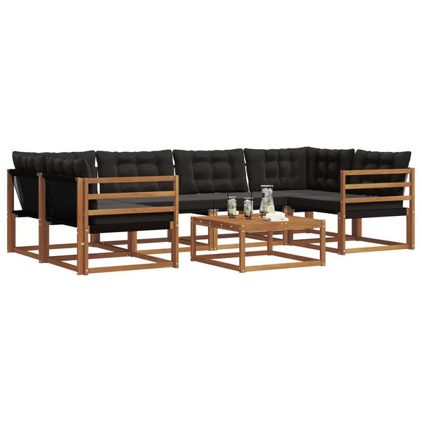 vidaXL Udend&oslash;rs sofagruppe med pude 7 pcs Naturlig og sort