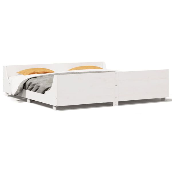 vidaXL sengeramme uden madras 200x200 cm massivt fyrretr&aelig; hvid