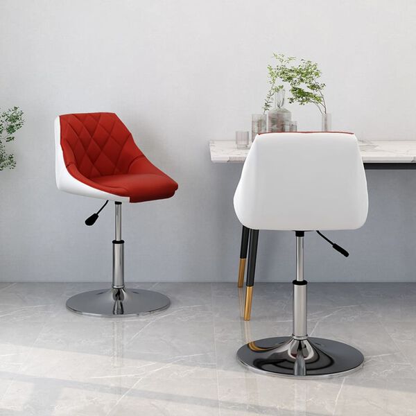 vidaXL drejelige spisebordsstole 2 stk. kunstl&aelig;der vinr&oslash;d og hvid