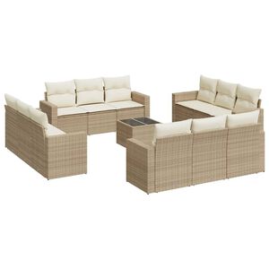 vidaXL sofas&aelig;t til haven 13 dele med hynder polyrattan beige