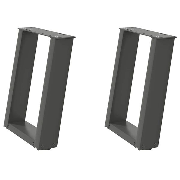 vidaXL sofabordsben U-formet 2 stk. antracit 38 x (42-43) cm st&aring;l