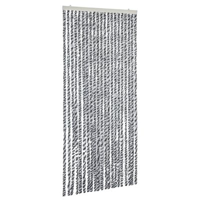 vidaXL flueforhæng 90x220 cm chenille grå + sort og hvid